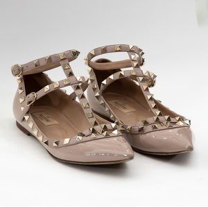 Valentino Rockstud Caged Ballerina Flats. Size 38